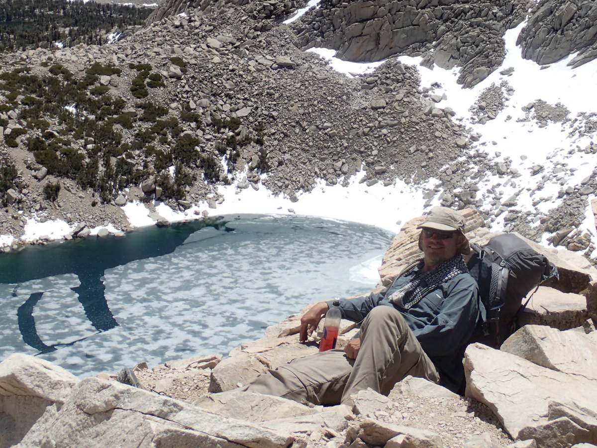 Kyle resting at pass, PCT 2018